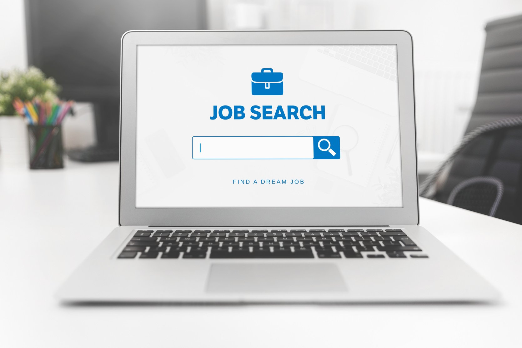 Job search website on laptop. Find a job